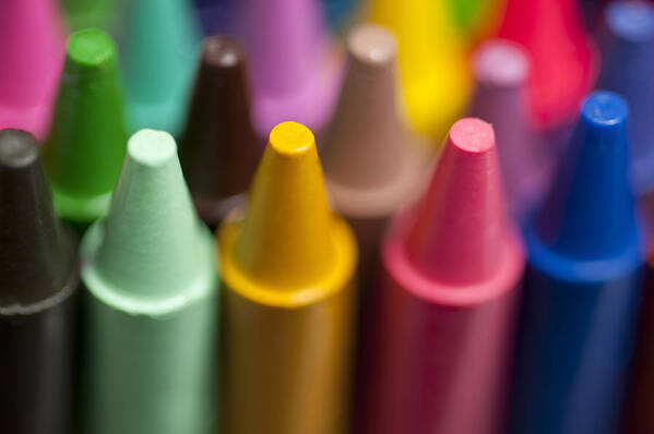 Abstract Poster featuring the photograph Rows of multicolored crayons #10 by Jim Corwin
