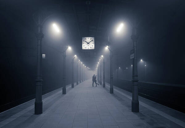 Train Station Poster featuring the photograph 10:09 Pm #1009 by Adam Brzuszek