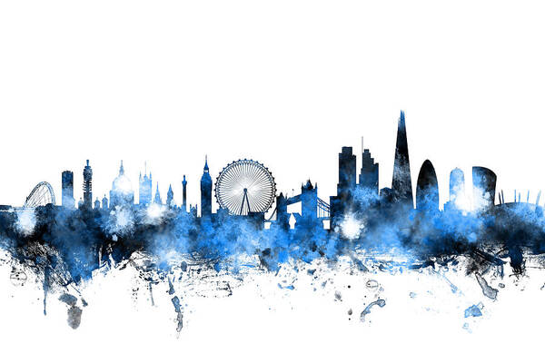 London Poster featuring the digital art London England Skyline #15 by Michael Tompsett