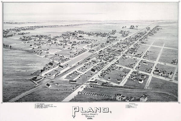 Map Poster featuring the photograph 1890 Vintage Map of Plano Texas by Stephen Stookey