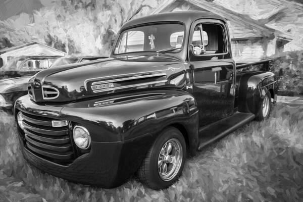 1949 Ford Truck Poster featuring the photograph 1949 Ford Pick Up Truck F1 Painted BW   by Rich Franco