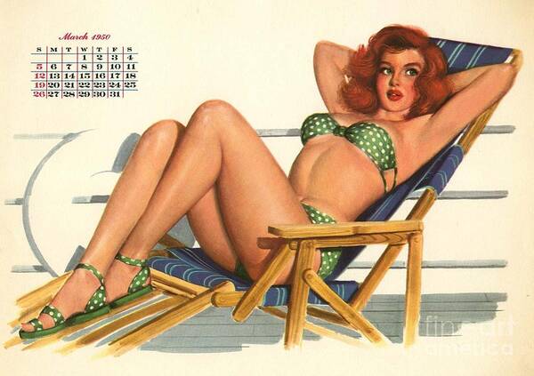 Vintage Poster featuring the photograph 1950's Esquire Pin Up by Action