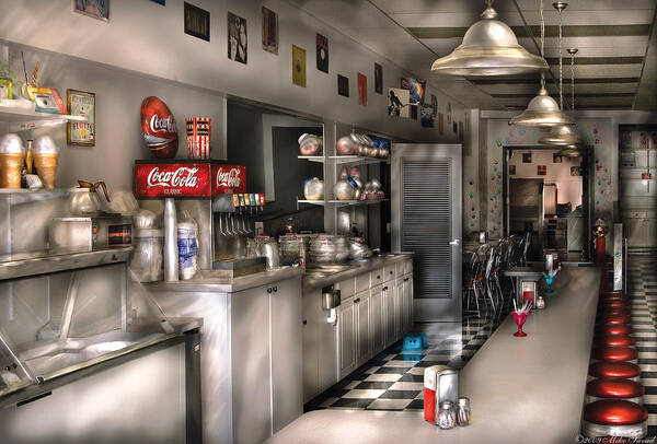 Cola Poster featuring the photograph 1950's - The Soda Fountain by Mike Savad