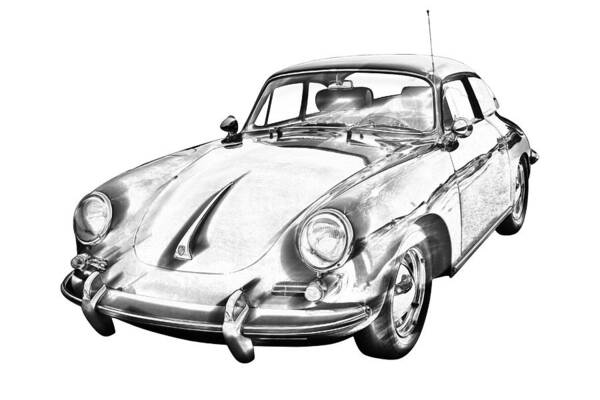 1962 Porsche 356e Poster featuring the photograph 1962 Porsche 356 E Illustration by Keith Webber Jr