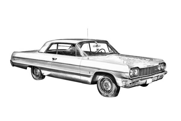 Chevy Poster featuring the photograph 1964 Chevrolet Impala Car Illustration by Keith Webber Jr