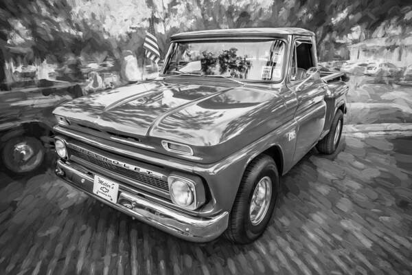 1966 Chevy Poster featuring the photograph 1966 Chevy C10 Pick Up Truck Painted BW by Rich Franco
