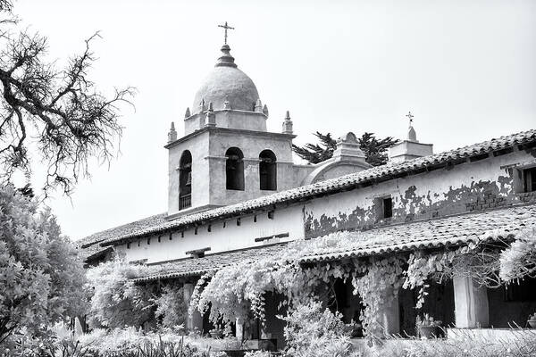 American Poster featuring the photograph Facade of the chapel Mission San Carlos Borromeo de Carmelo #2 by Ken Wolter