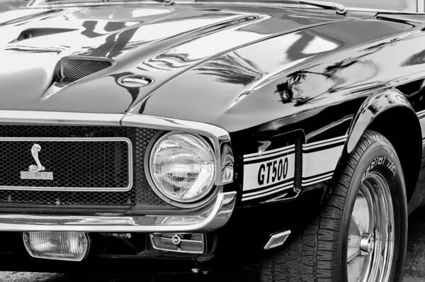 1969 Shelby Cobra Gt500 Front End - Grille Emblem Poster featuring the photograph 1969 Shelby Cobra GT500 Front End - Grille Emblem #2 by Jill Reger