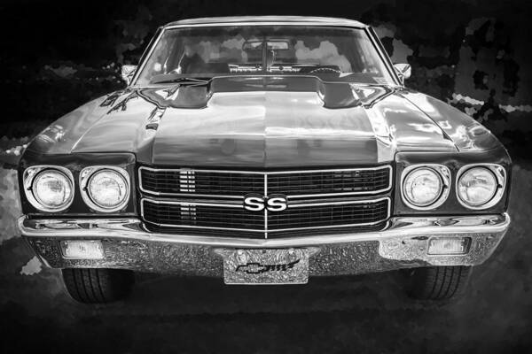 1970 Chevelle Poster featuring the photograph 1970 Chevy Chevelle 454 SS BW  #2 by Rich Franco