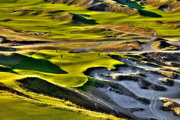 Chambers Bay Golf Course Poster featuring the photograph #9 at Chambers Bay Golf Course #9 by David Patterson