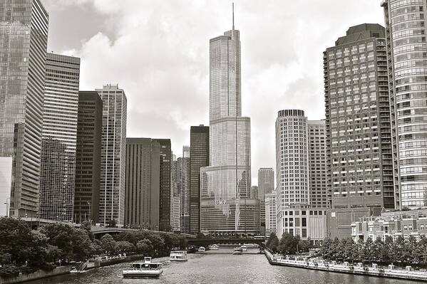 Chicago Poster featuring the photograph Black and White Chicago #1 by Frozen in Time Fine Art Photography