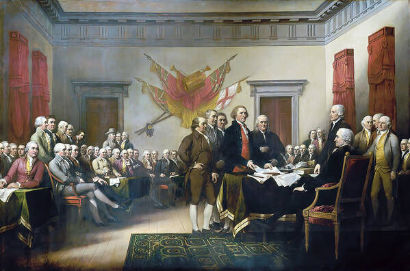 John Trumbull Poster featuring the painting Declaration of Independence #5 by John Trumbull