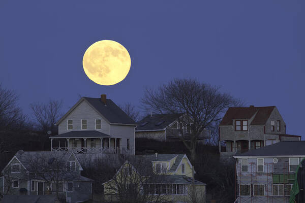 Georgetown Island Poster featuring the photograph Full Moon Over Georgetown Island Maine #3 by Keith Webber Jr