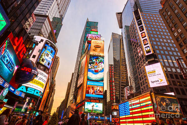 Angle Poster featuring the photograph New York City - Times Square #2 by Luciano Mortula