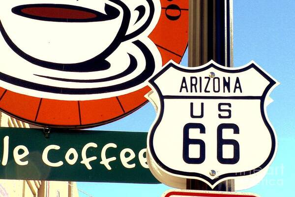 Route 66 Poster featuring the digital art Route 66 Coffee by Valerie Reeves
