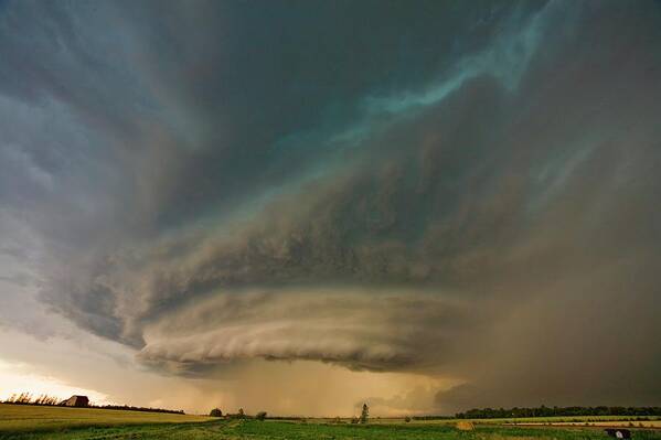 Cloud Poster featuring the photograph Supercell Thunderstorm Over Fields #2 by Roger Hill/science Photo Library