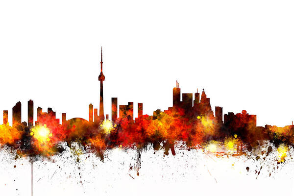 Toronto Poster featuring the digital art Toronto Canada Skyline #2 by Michael Tompsett