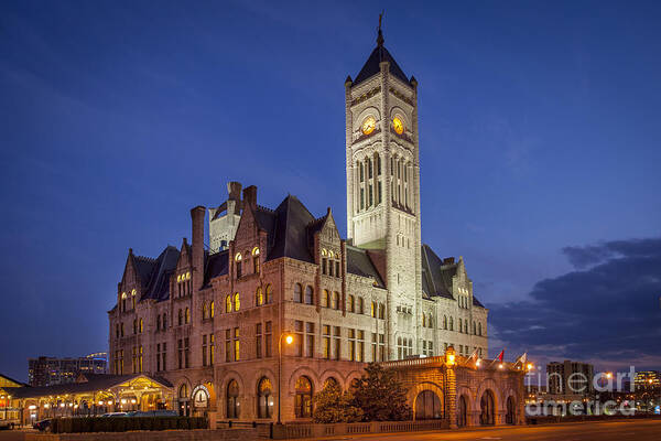 Union Poster featuring the photograph Union Station Twilight by Brian Jannsen