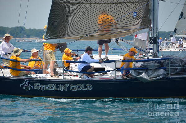 2014 Bells Beer Bayview Mackinac Race Poster featuring the photograph Steelin' Gold by Randy J Heath