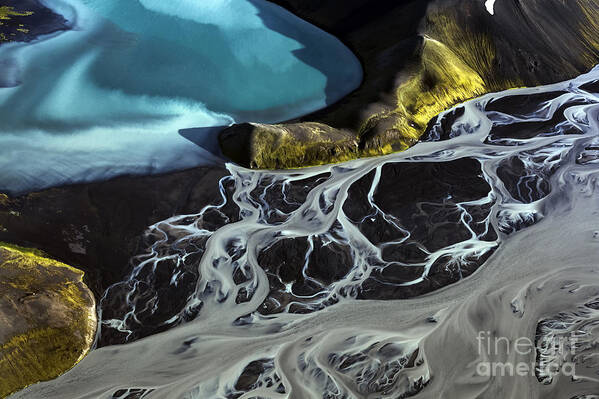 Water Poster featuring the pyrography Iceland Aerial Photo #34 by Gunnar Orn Arnason