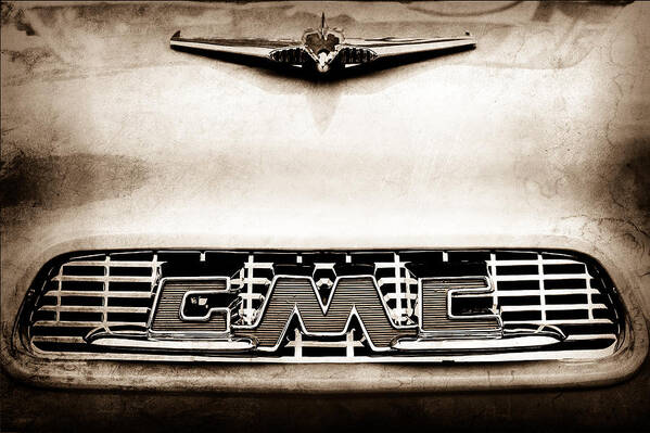 1956 Gmc 100 Deluxe Edition Pickup Truck Hood Ornament Poster featuring the photograph 1956 GMC 100 Deluxe Edition Pickup Truck Hood Ornament - Grille Emblem #3 by Jill Reger