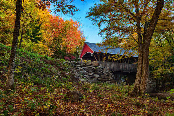 Flume Gorge Covered Bridge Poster featuring the photograph Flume Gorge covered bridge #1 by Jeff Folger