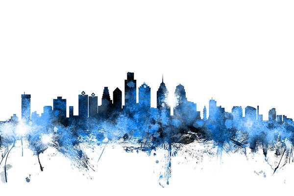 Philadelphia Poster featuring the digital art Philadelphia Pennsylvania Skyline #3 by Michael Tompsett