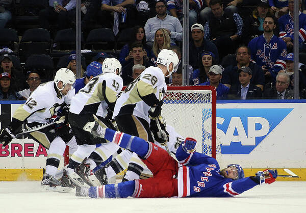 Playoffs Poster featuring the photograph Pittsburgh Penguins V New York Rangers #3 by Bruce Bennett