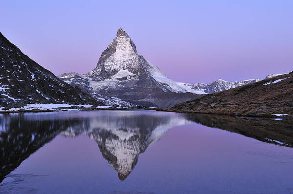 Feb0514 Poster featuring the photograph The Matterhorn And Riffelsee Lake #3 by Thomas Marent