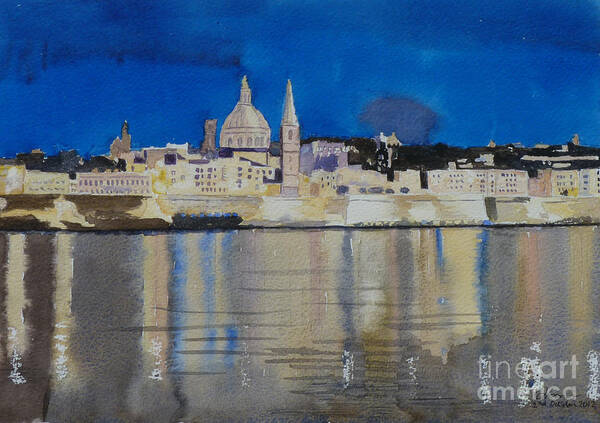 Valletta Poster featuring the painting Valletta Malta by Godwin Cassar