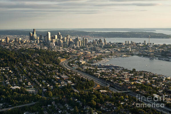 Capitol Hill Poster featuring the photograph Aerial view of Seattle #4 by Jim Corwin