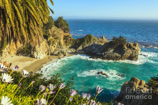 Mcway Falls Poster featuring the photograph McWay Falls Big Sur California #4 by Ken Brown
