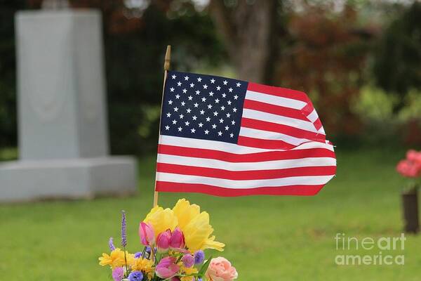 Flag Poster featuring the photograph US Flag on MEMORIAL DAY #1 by Robert D Brozek