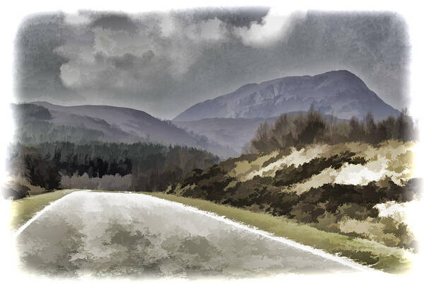 Canon Poster featuring the digital art Highway running through the wilderness of the Scottish Highlands #6 by Ashish Agarwal