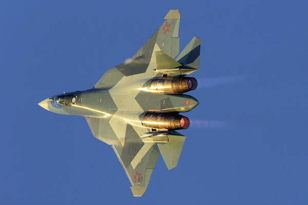 Aircraft Poster featuring the photograph T-50 Pak-fa Fifth Generation Jet #6 by Artyom Anikeev