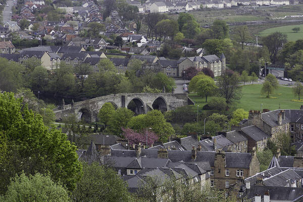Bridge Poster featuring the photograph Old Stirling Bridge and houses as visible from Stirling Castle #8 by Ashish Agarwal