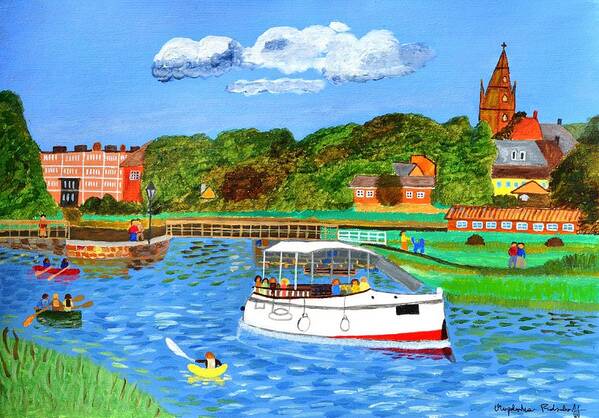 River Poster featuring the painting A day on the river in Exeter by Magdalena Frohnsdorff