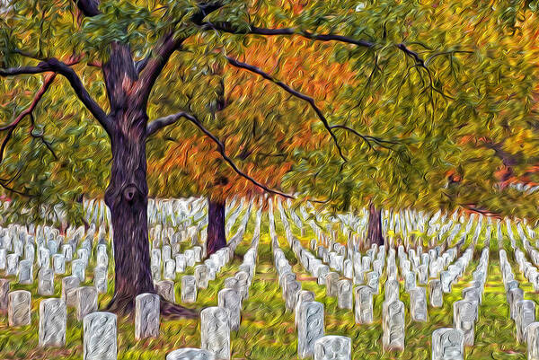 Arlington National Cemetery Poster featuring the photograph A Field of Peace by Paul W Faust - Impressions of Light