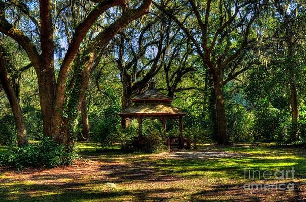Nature Poster featuring the photograph A Gazebo In The Woods by Mel Steinhauer