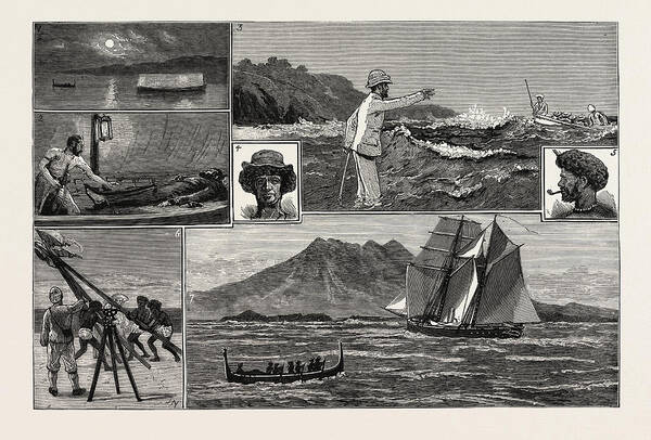 Surveying Poster featuring the drawing A Surveying Cruise Among The Solomon Islands 1 by English School