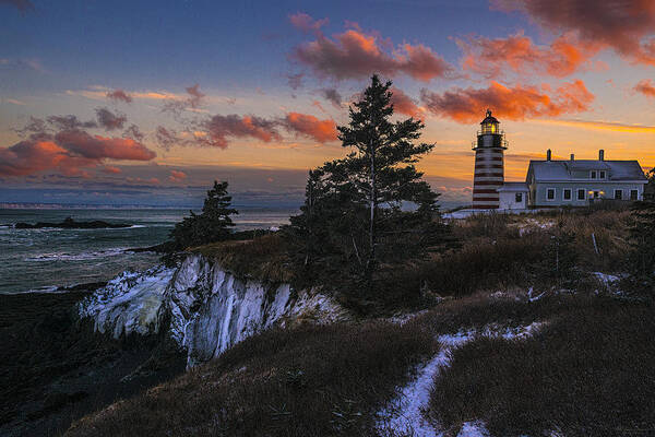 Winter Dusk Poster featuring the photograph A Winter Dusk at West Quoddy by Marty Saccone