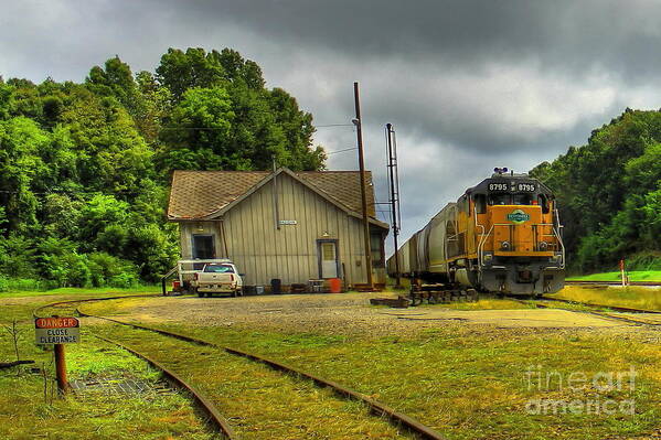 Reid Callaway Train And Track Poster featuring the photograph A Workhorse at the Madison Station by Reid Callaway