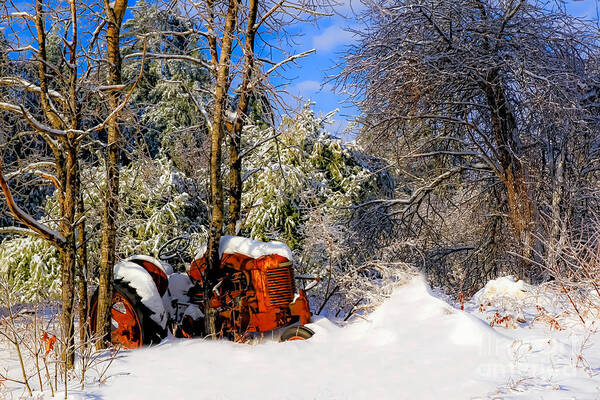 Maine Poster featuring the photograph Abandoned Winter Tractor by Brenda Giasson