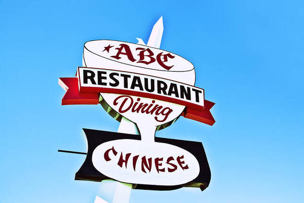 Photography Poster featuring the photograph ABC Restaurant Vintage Neon Sign by Gigi Ebert