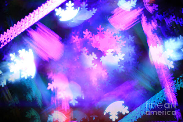 Blue Poster featuring the photograph Abstract Colorful Snowflakes Bokeh Lights by Beverly Claire Kaiya