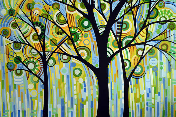 Nature Poster featuring the painting Abstract Modern Tree Landscape SPRING RAIN by Amy Giacomelli by Amy Giacomelli