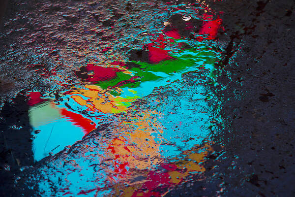 Pavement Poster featuring the photograph Abstract wet pavement by Garry Gay