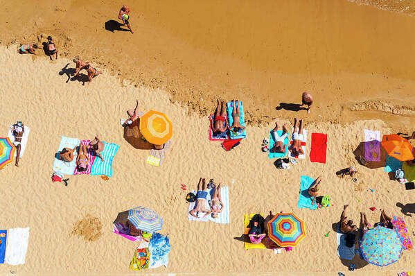 Algarve Poster featuring the photograph Aerial, Albufeira Beach, Algarve by John Harper