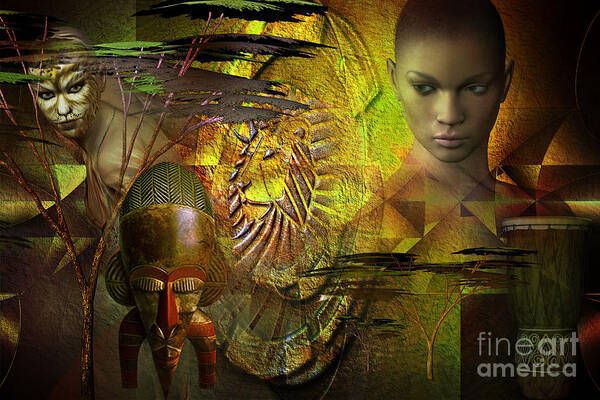 Africa Poster featuring the digital art Africana by Shadowlea Is