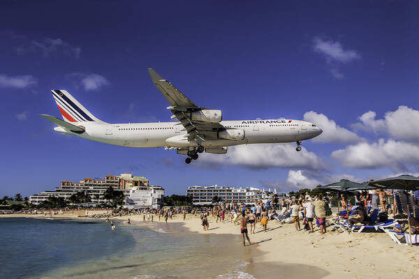 Air France Poster featuring the photograph Air France St. Maarten landing by David Gleeson